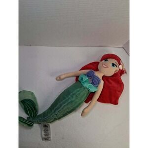 Disney‎ Store The Little Mermaid Ariel Plush Doll Green Mermaid Tail Red Hair